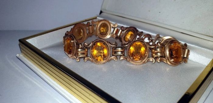 Vintage K&L 14ct Gold & Amber Bracelet