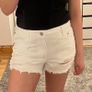 White Denim Distressed Shorts Image 9