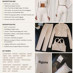 Figure Activewear 3-Piece Set - Pearl Almond - Size M - Brand New