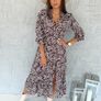 Long Midi Dress with geometric pattern buttons Image 4