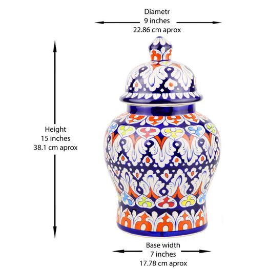 Multicolor Handmade and Hand Painted Large Ceramic Jar with Lid, Chinese Style Jar | Warehouse Clearance | Massive Discount | Bargain prices