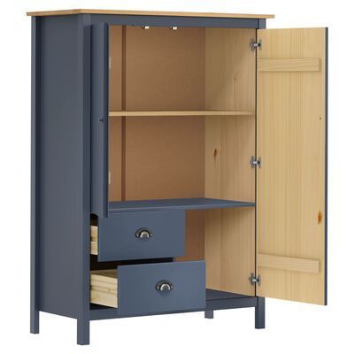 _2-Door Wardrobe Hill Range Grey 99x45x137 cm Solid Pine Wood