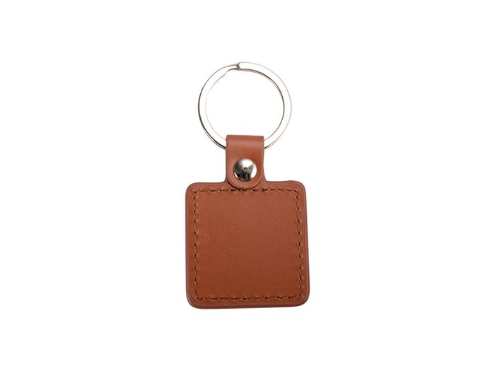Personalised Square PU and Metal Keyring