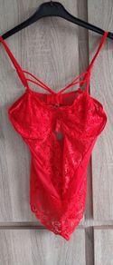 red non padded lace bodysuit fits sm