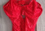 red non padded lace bodysuit fits sm