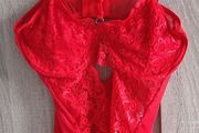 red non padded lace bodysuit fits sm