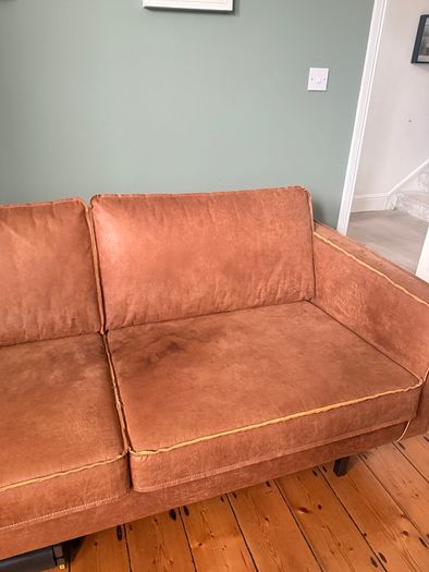 WOOOD Rodeo 3 Seater Sofa + Matching Pouf, Cognac