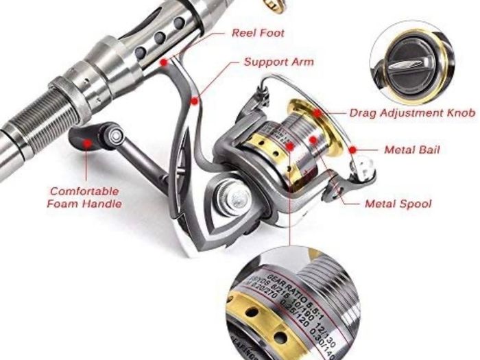 Telescopic Fishing Rod and Reel Combo Full Kit Spinning Fishing Reel Gear Pole Set with 100M Fishing Line,Fishing Lures,Fishing Hooks Jig Head, Fishing Carrier Bag Case MULTIPLE SIZES AVAILABLE, SEE DESCRIPTION (FREE POSTAGE)