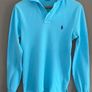 Polo Ralph Lauren Custom Fit Long Sleeve Polo Shirt XS Turquoise Blue 100% Cotton Image 2