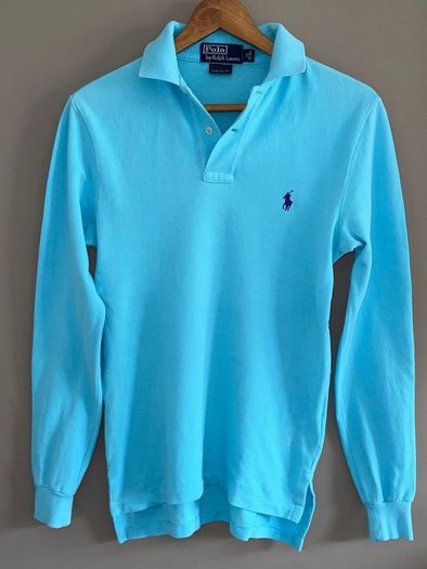 Polo Ralph Lauren Custom Fit Long Sleeve Polo Shirt XS Turquoise Blue 100% Cotton