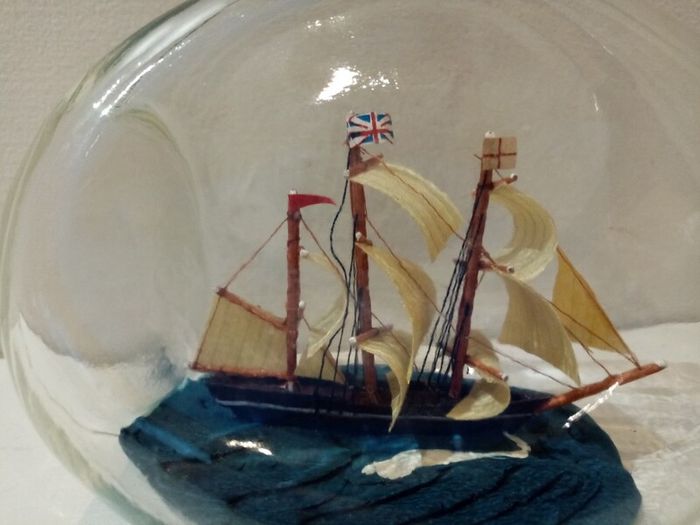 Vintage Miniature Ship in a "Dimple" Bottle