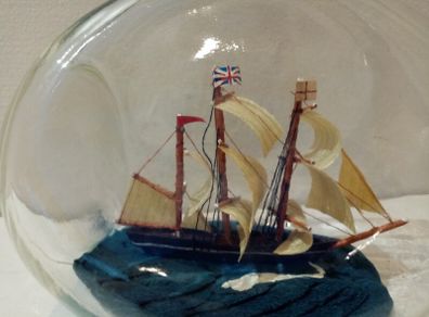 Vintage Miniature Ship in a "Dimple" Bottle
