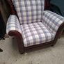 Vintage leather chair with Upholstered fabric twist Image 4
