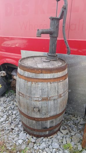 old whiskey barrel pump