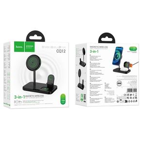 Hoco CQ12 Joyfull 3-In-1 Wireless Fast Charger With Light 15W Black