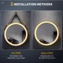 Round Bathroom Mirror with Lights Gold Frame Leather Strap Illuminated Bathroom LED Mirror Image 8