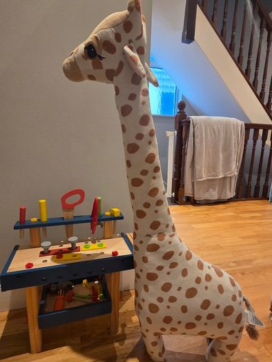 B. Toys Wooden Activity Cube, Wooden Workbench & Soft toys