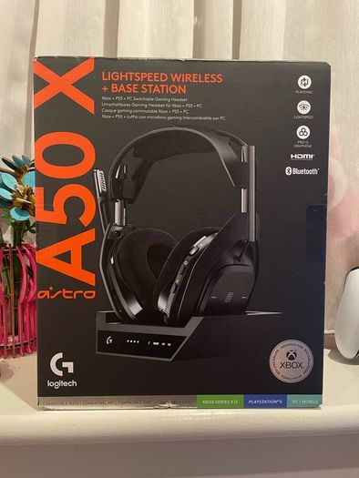 Logitech G Astro A50 X LIGHTSPEED Wireless Gaming Headset + Base Station, PRO-G GRAPHENE, PLAYSYNC across Xbox Series X|S + PS5 + PC/mac + Nintendo Switch 2, Bluetooth, HDMI 2.1 Passthru - Black