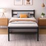 Single Bed Frames with Headboard 3ft Black Metal Small Single Bed Frame with Storage for Adult Teenagers Heavy Duty Non-Slip with Steel Slats No Box Spring Needed Image 3