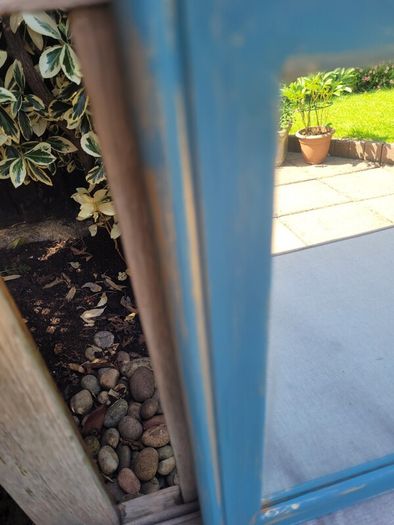 Teal And Gold Painted Pine Mirror