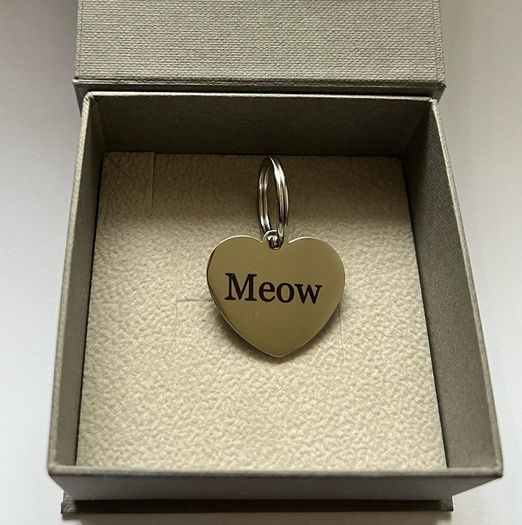 Personalised Engraved Silver Heart shape Dog tag