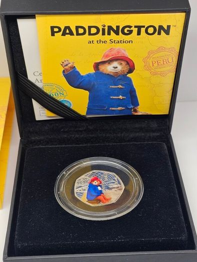Royal Mint 2018 Silver Proof 50p Fifty Pence Paddington at the Station Coin in Original Holder with COA