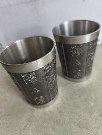 SET OF 2  Vintage Mullingar pewter CUPS 9 CM TALL,