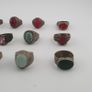 Lot of 15 Antique Tribal Style Brass Rings Mixed Stone & Colourful Glass Image 3