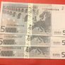 3 x Irish 5EUR Notes RARE Series T SEQUENCE Gem Brilliant Uncirculated Image 2
