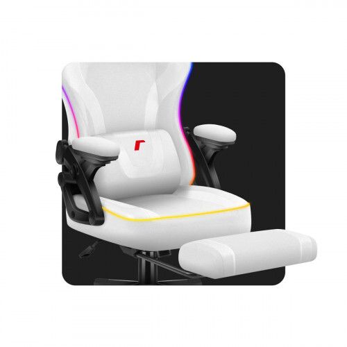 Huzaro Force 4.6 White Mesh RGB Smart Gaming Chair with Footrest - Bluetooth App & Remote Control
