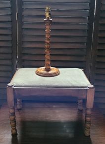 Antique bobbin lamp & footstool