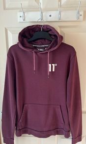 11 Degrees Zip Up Hodded Sweater. Medium. In Excellent Condition. Muted Plum / Wine. Weighty.
