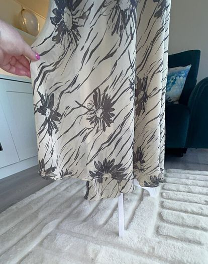Ladies Beige & Mocha Long Dress with Cap Sleeves from Viyella