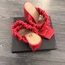 EGO red ruched/scrunch mules Image 2