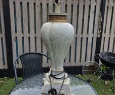 Cream Crackle-Glaze Urn Table Lamp with Shade