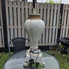 Cream Crackle-Glaze Urn Table Lamp with Shade