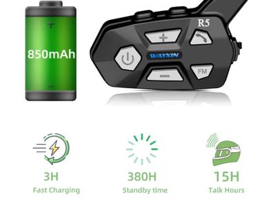 Bluetooth 5.0 Motorcycle Intercom Helmet 2 People 1200M Talking Universal Pairing Waterproof Interphone Headset FM Radio