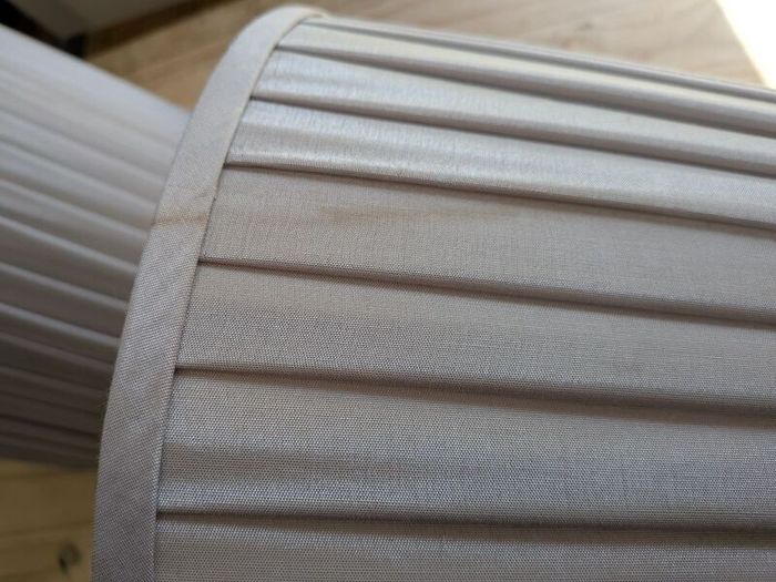Pair of Large, Pleated, Grey Lampshades