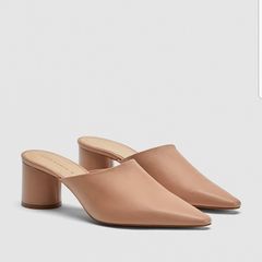 Zara shoes mules nude pinkish real leather size 4