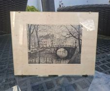 Collectible Original Antique Etching titled "Amsterdam Reguliersgracht" by artist Maarten Langbroek, dated 1920