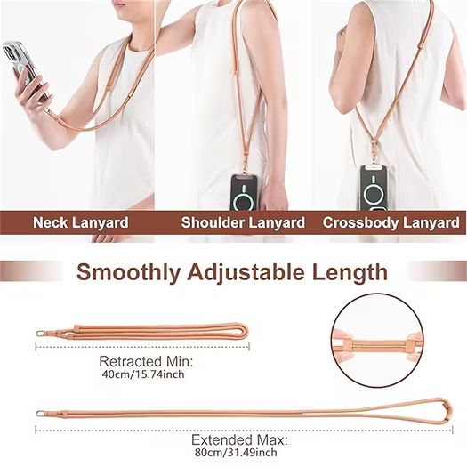 Adjustable Stainless Steel Spacer Phone Lanyard, Crossbody/Neck Strap, Durable Anti-Loss Polyester Long Cord. Suitable for Daily Use, Travel, Outdoor Activities. A Durable and Sturdy Lanyard for Phones, Earphones, and ID Badges. Ideal as a Gift
