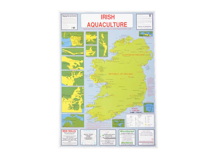 Bord Iascaigh Mhara Irish Aquaculture/Fishing/Fish Farms B2 Size Map/Poster 1989