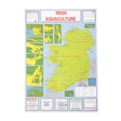 Bord Iascaigh Mhara Irish Aquaculture/Fishing/Fish Farms B2 Size Map/Poster 1989