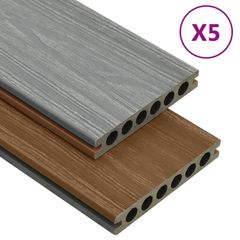 WPC Decking Boards with Accessories Brown and Grey 10 m.sqr 2.2 m