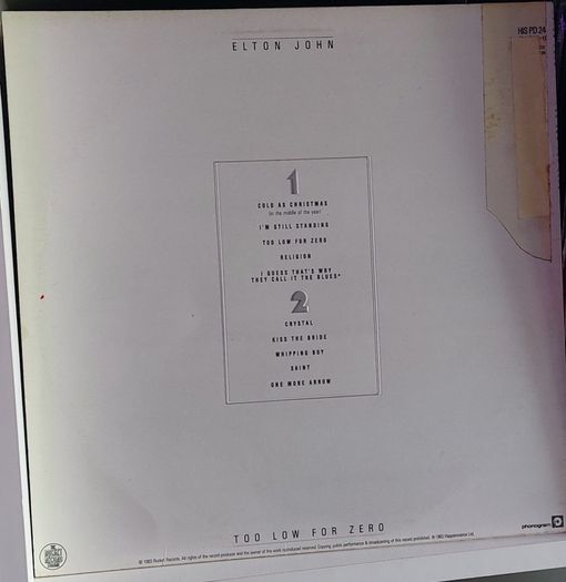 Elton John - Too Low For Zero vinyl album