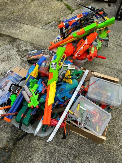 Very large selection of Nerf toy guns