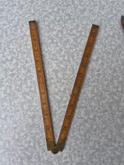 Antique 24 2FT Wood & Brass Pocket Ruler No. 25P