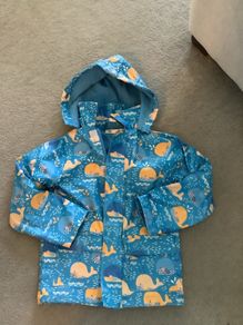 Boys raincoat - age 4/5 - blue whale design, hood