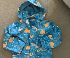 Boys raincoat - age 4/5 - blue whale design, hood