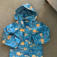 Boys raincoat - age 4/5 - blue whale design, hood